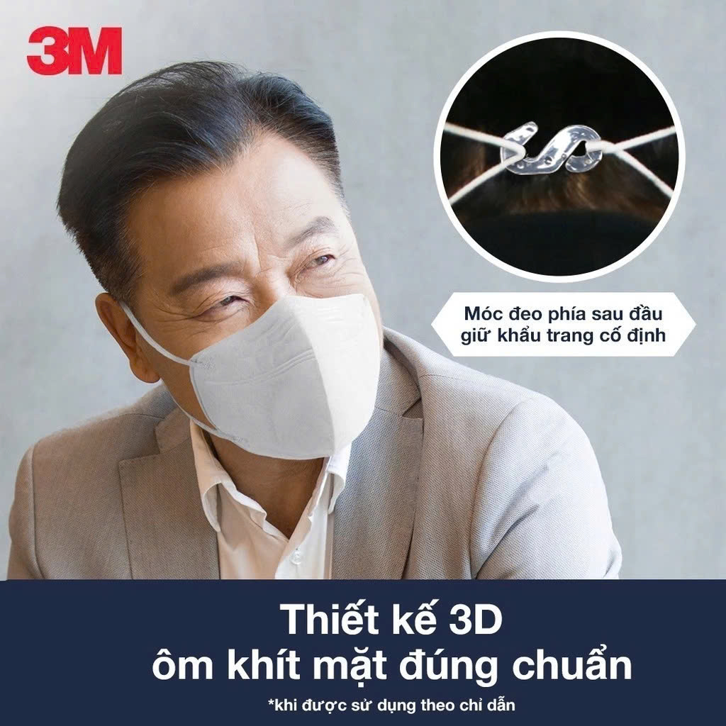 Khẩu trang chống bụi mịn 3M 9513 KN95 có công nghệ lọc tĩnh điện vượt trội “electrostatic filter” - 3 cái/ túi nilong, , large image number 3